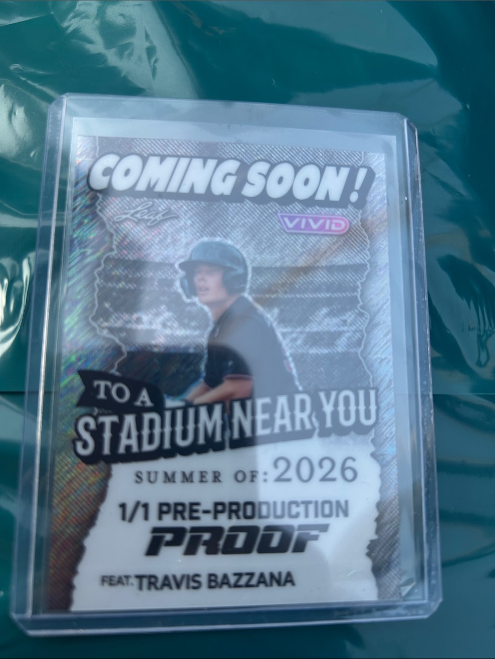 Travis Bazzana 'Coming Soon' Vivid Proof Baseball Card 1/1 - Silver Holographic